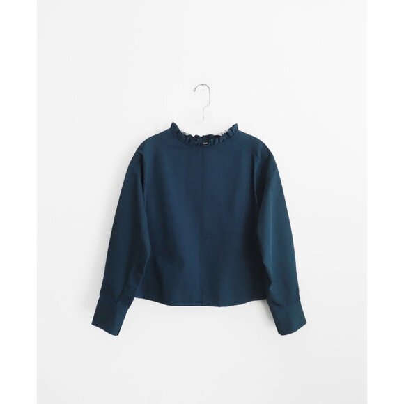 Atlantique Ascoli Tops - Atlantique Ascoli Prussian Blue Cotton Linen Long Sleeve Fleuret Top 3 L NWT